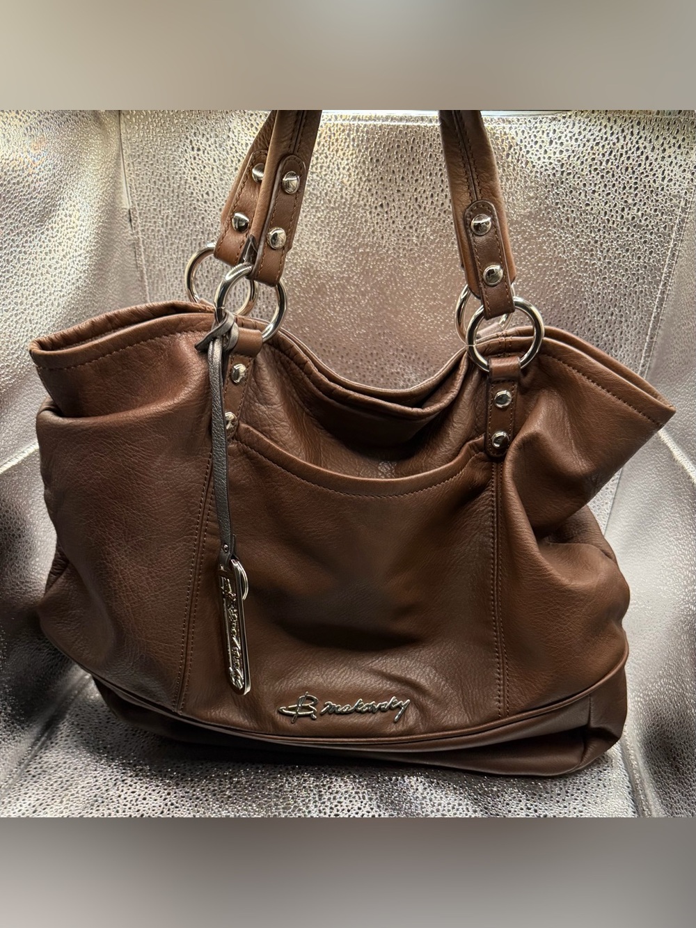 b. makowsky Brown Leather Shoulder Bag